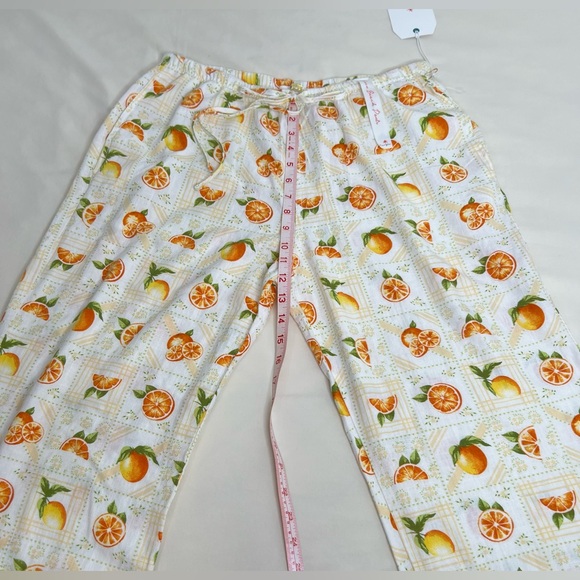 Angel Kiss Linen Beach Pants Oranges Print Summer Multicolor Size L WithPocket - Picture 6 of 9